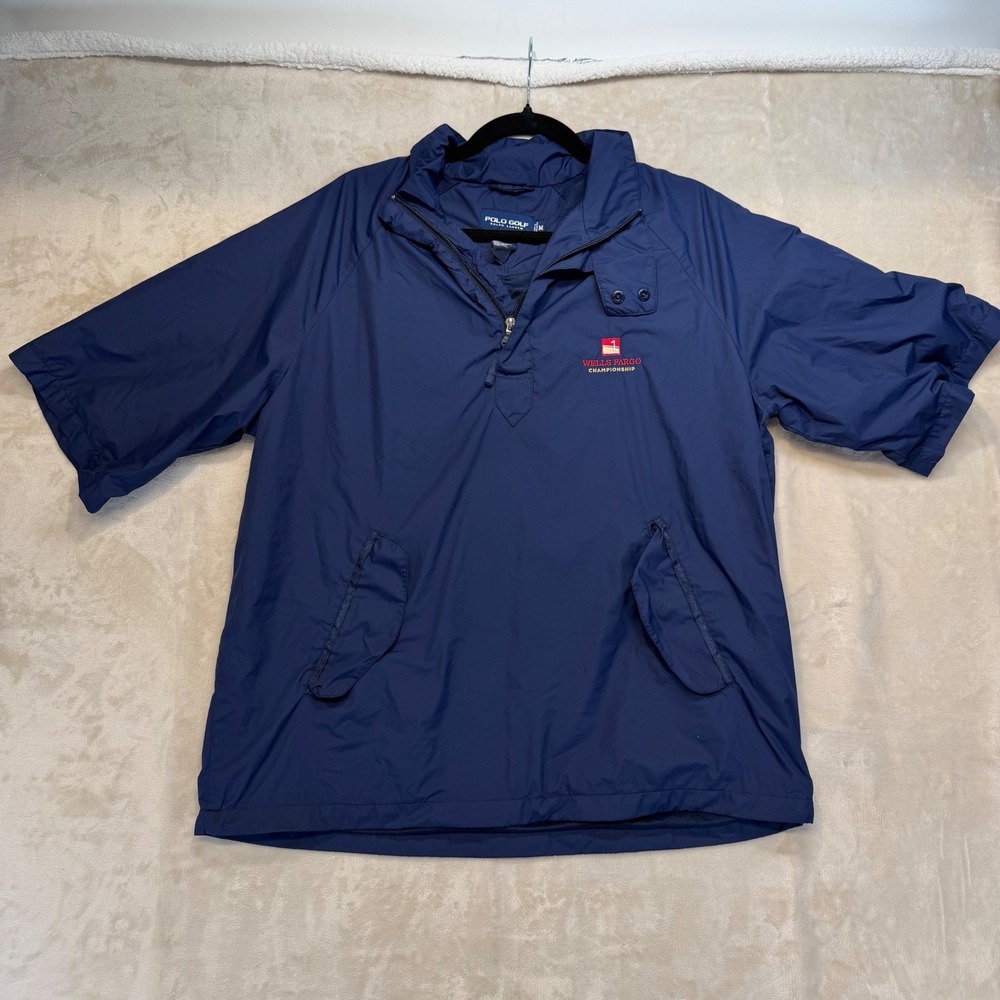 Polo Golf Ralph Lauren Windbreaker Mens Medium Navy Blue Excellent Quarter Zip